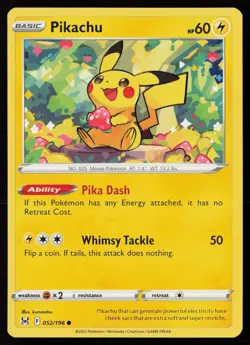 Pikachu 052/196 Common Lost Origin Pokemon Near Mint - Image 1