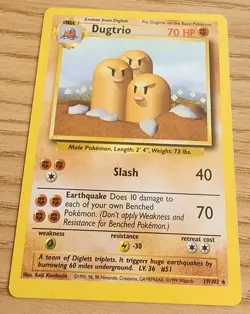 Pokemon TCG - Dugtrio - 19/102 - Rare Unlimited - Base Set Unlimited NM - Image 1