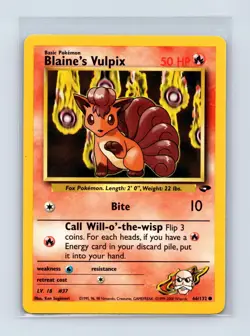 Blaine's Vulpix 66/132 Common Gym Challenge Pokemon Unlimited Lightly Played - Image 1