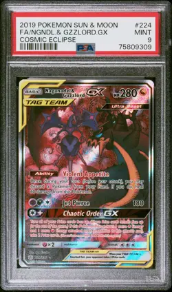 Naganadel & Guzzlord Gx 224/236 Alternate Art Tag Team Cosmic Eclipse PSA 9 MINT - Image 1