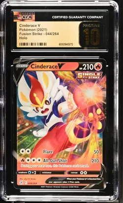 CGC 10 Pristine Cinderace V 044/264 Fusion Strike Pokemon Card - Image 1