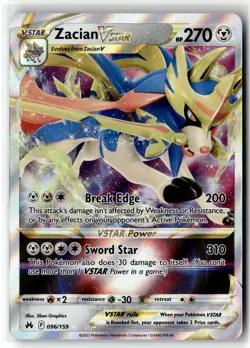 Zacian VSTAR ⭐ 096/159 Holo Rare VSTAR Crown Zenith 2023 Pokemon NM - Image 1