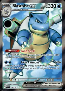 Blastoise ex 184/165 Scarlet & Violet 151 Full Art Holo NM Pokemon - Image 1