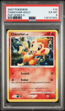 2007 POKEMON POP SERIES 6 14 CHIMCHAR-HOLO PSA 6 EXCELLENT-MINT - Image 1