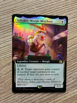 FOIL FIN Stiltzkin, Moogle Merchant EA R Extended Art MTG - Image 1