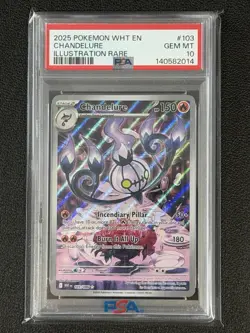 2025 POKEMON WHT EN-WHITE FLARE ILLUSTRATION RARE #103 CHANDELURE PSA 10 - Image 1