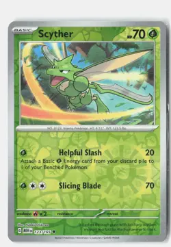 Scyther Reverse Holo 123/165 Uncommon 151 Pokemon Near Mint - Image 1