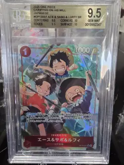 2025 Carrying On His Will Japanese-OP13-007 Ace/Sabo/Luffy SR BGS 9.5 - Image 1
