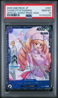 2025 One Piece Charlotte Pudding OP08-067 Flagship Top 8 Event Prize Asia PSA 10 - Image 1