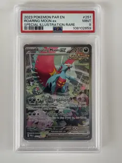 PSA 9 Roaring Moon ex 251/182 Paradox Rift SIR Pokemon Card - Image 1