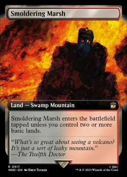 MTG Smoldering Marsh - Foil - Extended Art, Doctor Who, Lightly Played, English - Image 1