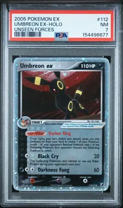 2005 POKEMON EX UNSEEN FORCES #112 UMBREON EX-HOLO PSA 7 - Image 1