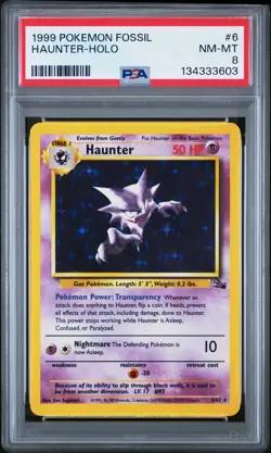 1999 Pokemon Fossil #6 Haunter-Holo PSA 8 - Image 1
