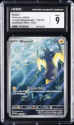 2024 POKEMON TWM EN-TWILIGHT MASQUERADE ILLUSTRATION RARE #178 WATTREL CGC 9 - Image 1