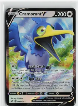 Cramorant V 054/072 Holo V Rare Shining Fates Pokemon Near Mint - Image 1