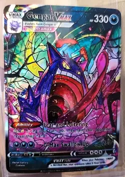 Pokemon Fan Art Mega Mouth Gengar Non-TCG Cracked Ice Stained Glass Holo Vmax - Image 2