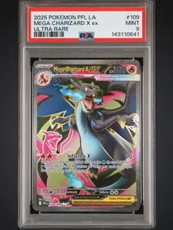 2025 POKEMON PFL EN-PHANTASMAL FLAMES #109 MEGA CHARIZARD X ex PSA 9 spanish - Image 1