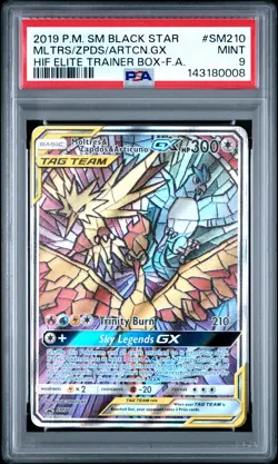 2019 POKEMON SM BLACK STAR PROMO FULL ART/MOLTRES & ZAPDOS & ARTICUNO GX PSA 9 - Image 1