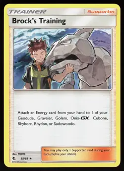 Brock's Training 55/68 Holo Rare Hidden Fates Pokemon Holo Near Mint - Image 1
