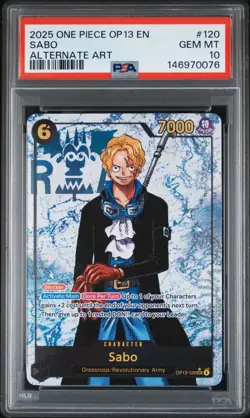 2025 ONE PIECE OP13 120 CARRYING ON HIS WILL SABO SEC ALT ART PARALLEL PSA 10 - Image 1