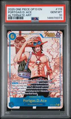 2025 ONE PIECE OP13 119 CARRYING ON HIS WILL PORTGAS D ACE SEC ALT ART PSA 10 - Image 1