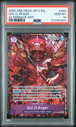 2025 ONE PIECE OP13 #064 CARRYING ON HIS WILL GOL D ROGER ALT ART PSA 10 - Image 1