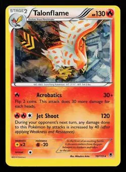 Talonflame 10/119 Cracked Ice Holo Rare Phantom Forces Pokemon Card - Image 1