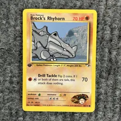 Pokemon Gym Heroes Brock's Rhyhorn 70/132 1st Ed LP - Image 1