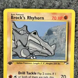 Pokemon Gym Heroes Brock's Rhyhorn 70/132 1st Ed LP - Image 3