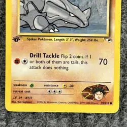 Pokemon Gym Heroes Brock's Rhyhorn 70/132 1st Ed LP - Image 4