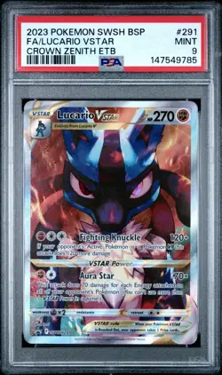 PSA 9 LUCARIO VSTAR SWSH291 BLACK STAR PROMO CROWN ZENITH ETB POKEMON 😍 - Image 1