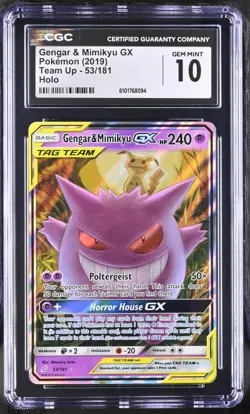 Gengar & Mimikyu GX Tag Team Pokemon Team Up 53/181 2019 Holo Rare CGC 10 - Image 1