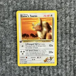 Pokemon Gym Heroes Blaine's Tauros 64/132 1st Edition Common NM - Image 1