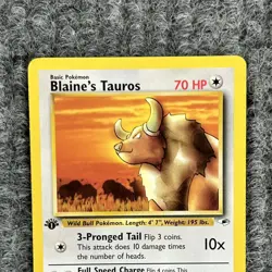Pokemon Gym Heroes Blaine's Tauros 64/132 1st Edition Common NM - Image 3