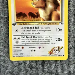Pokemon Gym Heroes Blaine's Tauros 64/132 1st Edition Common NM - Image 4