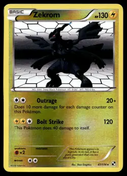Zekrom Black and White Reverse Holo Rare 47/114 2011 Pokemon TCG - Image 1