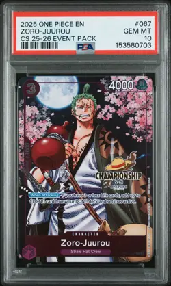 2025 ONE PIECE CHAMP 2025-26 EVENT PACK #067 ZORO-JUUROU PSA 10 - Image 1