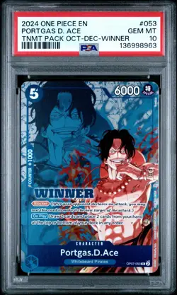 2024 ONE PIECE OP07-053 WINNER PACK 2024 OCT-DEC PROMO PORTGAS D ACE PSA 10 - Image 1