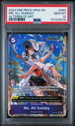 2023 ONE PIECE OP04 #064 MS. ALL SUNDAY KINGDOMS OF INTRIGUE ALT ART PSA 10 - Image 1
