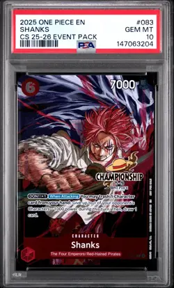 2025 ONE PIECE CHAMPIONSHIP CS 25-26 EVENT PACK P-083 SHANKS PROMO PSA 10 GEM MT - Image 1