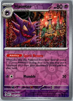 Pokemon Card - Haunter 093/165 SV: Scarlet & Violet 151 Uncommon Reverse Holo NM - Image 1