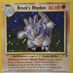 Near Mint | Brock's Rhydon 2/132 | Gym Heroes 2000 | Holo Rare | Pokemon Card - Image 1