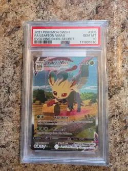 2021 POKEMON SWORD & SHIELD EVOLVING SKIES SECRET FULL ART/LEAFEON VMAX PSA 10 - Image 1