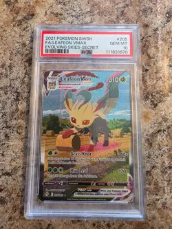 2021 POKEMON SWORD & SHIELD EVOLVING SKIES SECRET FULL ART/LEAFEON VMAX PSA 10 - Image 3