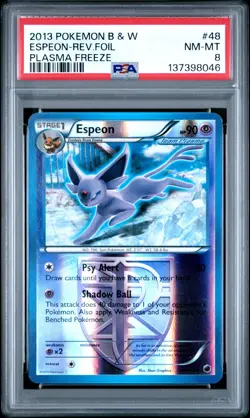 2013 POKEMON PLASMA FREEZE ESPEON #48 REVERSE FOIL PSA 8 NM #137398046 - Image 1