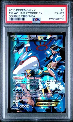 2015 POKEMON XY DOUBLE CRISIS #6 FULL ART/TEAM AQUA'S KYOGRE EX PSA 6 - Image 1