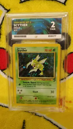Pokemon Base Set 2 1999-2000 Scyther Holo 17/130 Ace Graded 2 Fair Swirl - Image 1