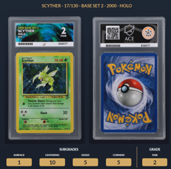 Pokemon Base Set 2 1999-2000 Scyther Holo 17/130 Ace Graded 2 Fair Swirl - Image 4