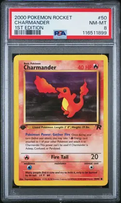 2000 POKEMON ROCKET 1ST ED #50 CHARMANDER PSA 8 - Image 1