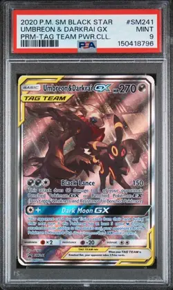 Pokemon Umbreon & Darkrai GX Tag Team Sun and Moon Black Star Promo SM241 Psa9 - Image 2
